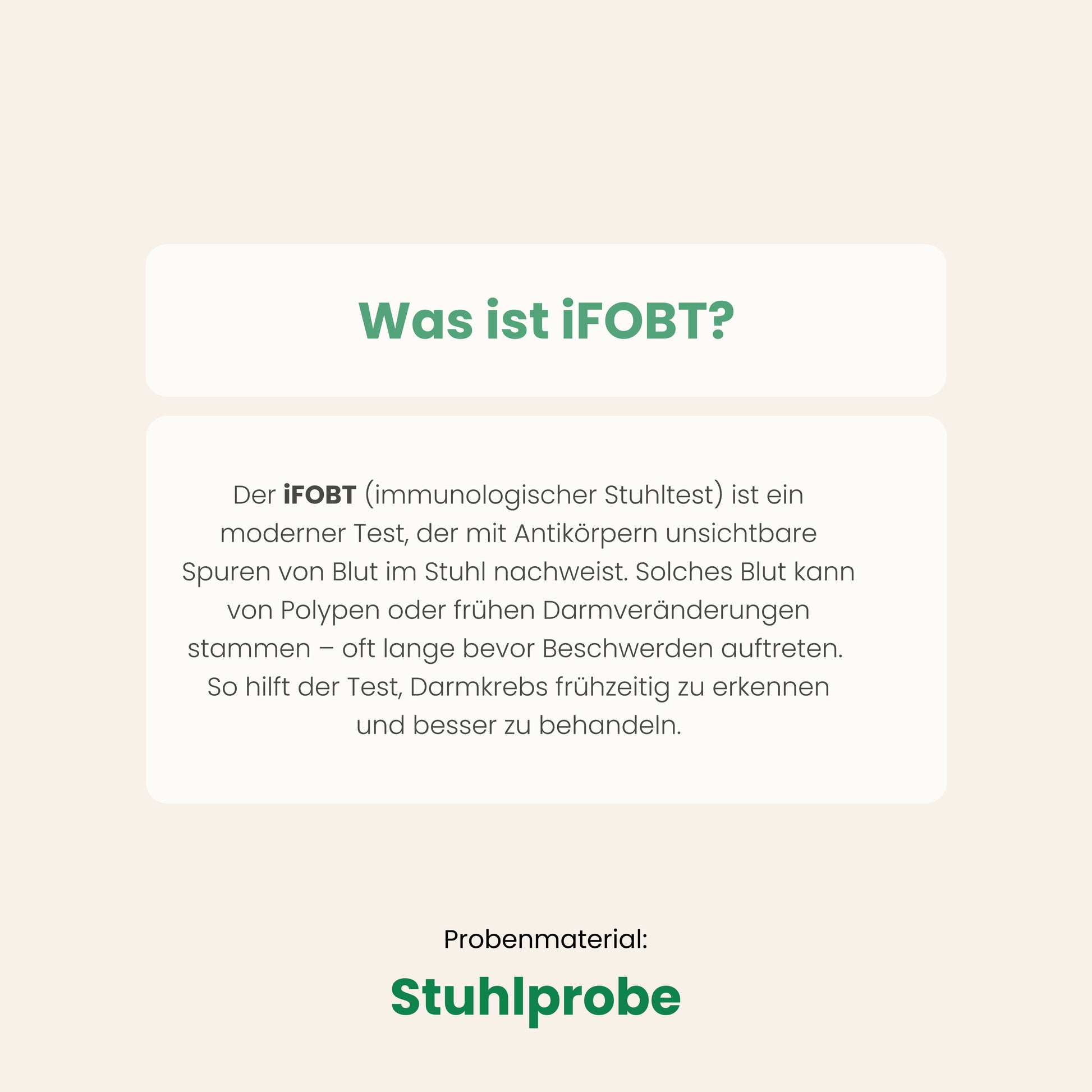 iFOBT-Test: Immunologischer Stuhltest zum Nachweis versteckter Blutspuren – Früherkennung von Darmkrebs.