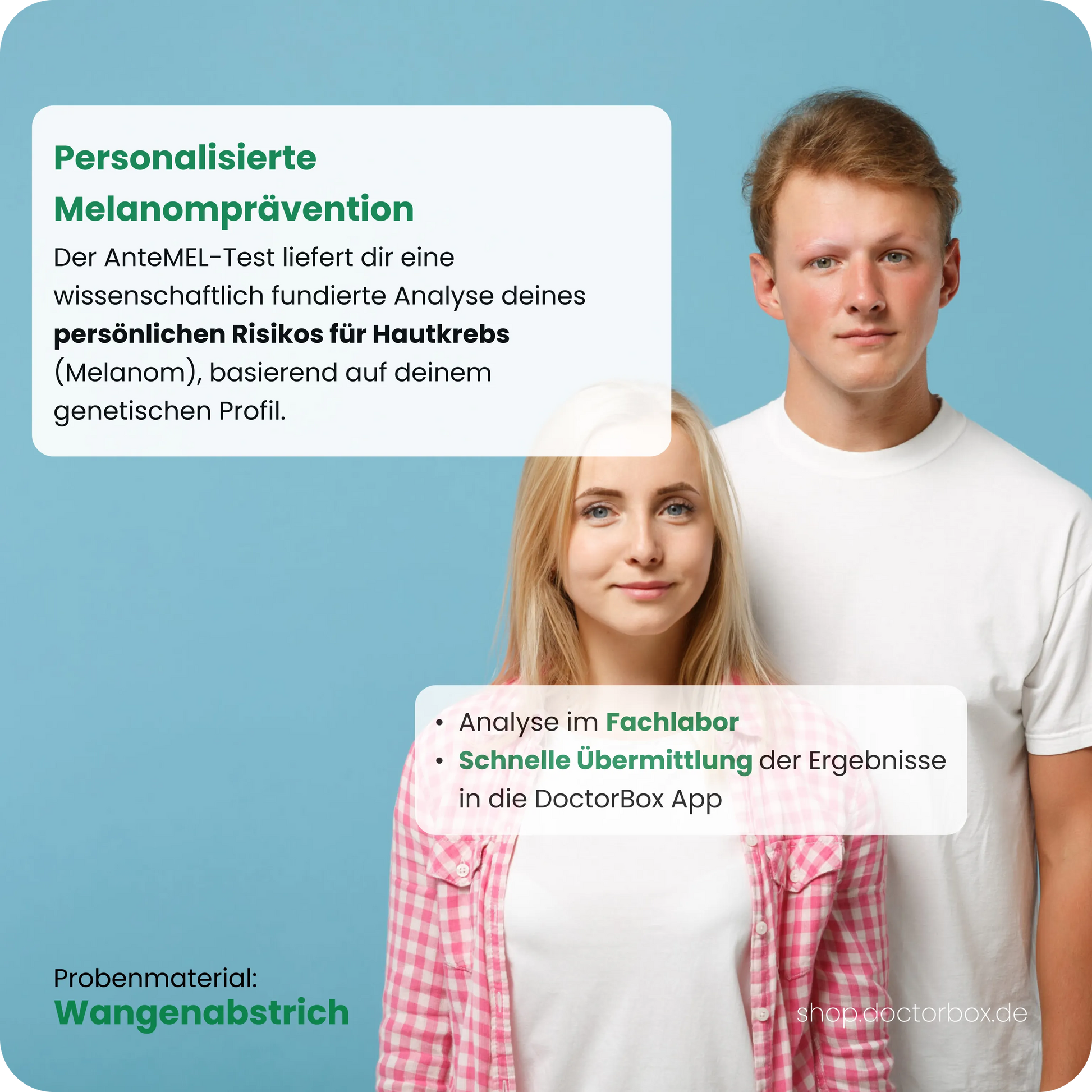 AnteMEL-Test zur Analyse des persönlichen Hautkrebsrisikos (Melanom) per Wangenabstrich – Auswertung im Fachlabor.