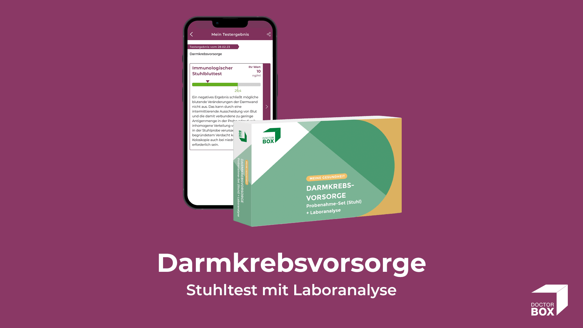 Darmkrebsvorsorge: Probenahme-Set mit Ergebnisbericht in der DoctorBox App