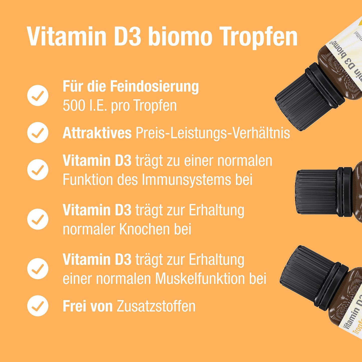 Vitamin D3 biomo® Tropfen - Anpassbare Dosierung