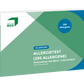 Die Verpackung des Probenahme-Sets Allergietest wird abgebildet. Die grünen DoctorBox Farben und ein helles Blau sowie das DoctorBox Logo oben links befinden sich auf der Verpackung. Allergien, gefolgt von Allergietest (295 Allergene) und mit dem Untertitel Probenahme-Set (Blut) + Laboranalyse (Produkt zur Eigenverwendung)